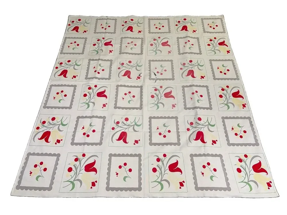 Vintage MCM Retro Tablecloth Outdoor Backyard Party Floral 54